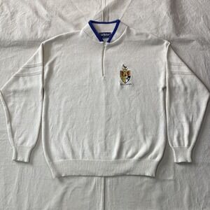 Vintage McBriar Sweater Mens L White Sullivan 1/4 Zip Long Sleeve Sweater